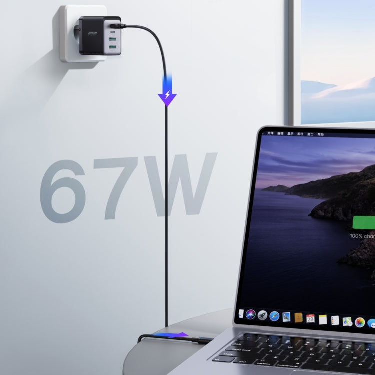 JOYROOM TCG02 Gallium Nitride 67W Dual USB+Dual USB-C/Type-C Multi-Port Charger Set, EU Plug