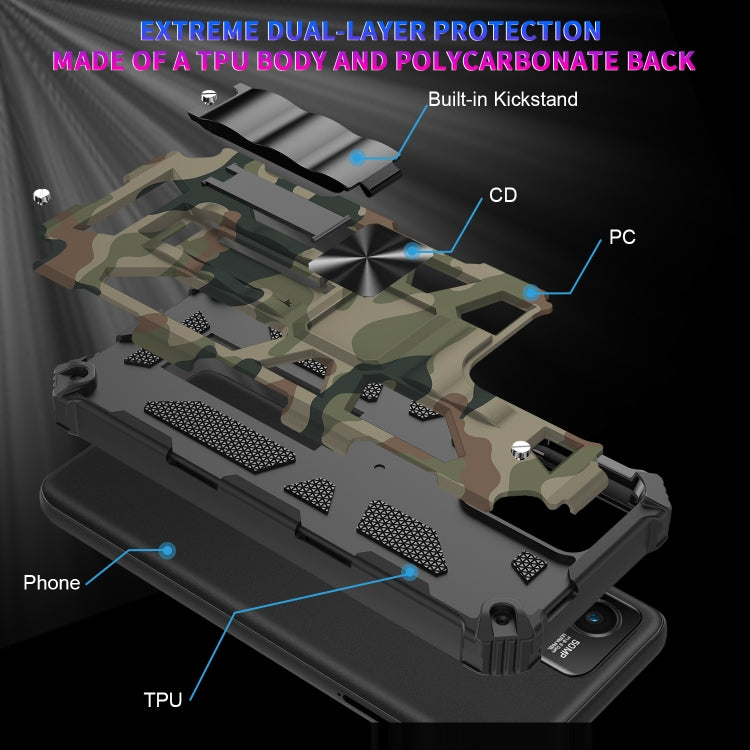 Camouflage Armor Kickstand TPU + PC Magnetic Phone Case