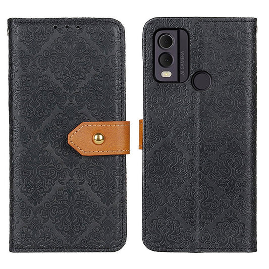 European Floral Embossed Flip Leather Phone Case, For Nokia C22 4G, For Nokia C12 4G