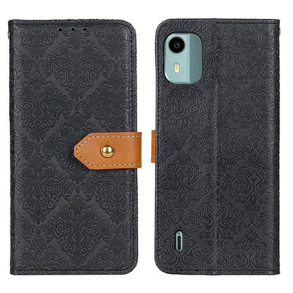 European Floral Embossed Flip Leather Phone Case