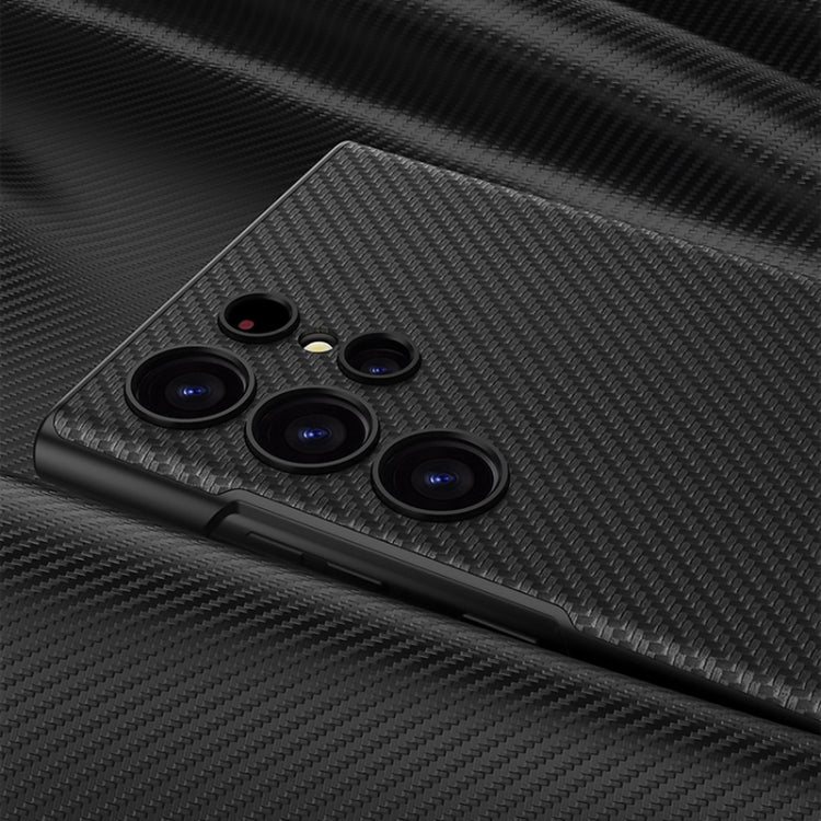 GKK Triumph Ultra-Thin Plain Leather Phone Case with Holder, For Samsung Galaxy S23 Ultra 5G