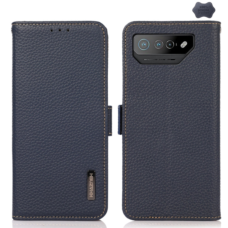 KHAZNEH Side-Magnetic Litchi Genuine Leather RFID Phone Case