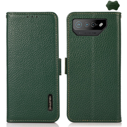 KHAZNEH Side-Magnetic Litchi Genuine Leather RFID Phone Case