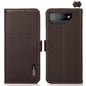 KHAZNEH Side-Magnetic Litchi Genuine Leather RFID Phone Case