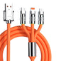 Mech Series 6A 120W 3 in 1 Metal Plug Silicone Fast Charging Data Cable, Length: 1.2m, 1.2m 3 in 1