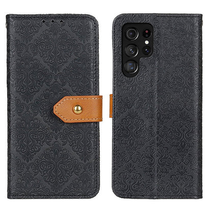 European Floral Embossed Leather Phone Case