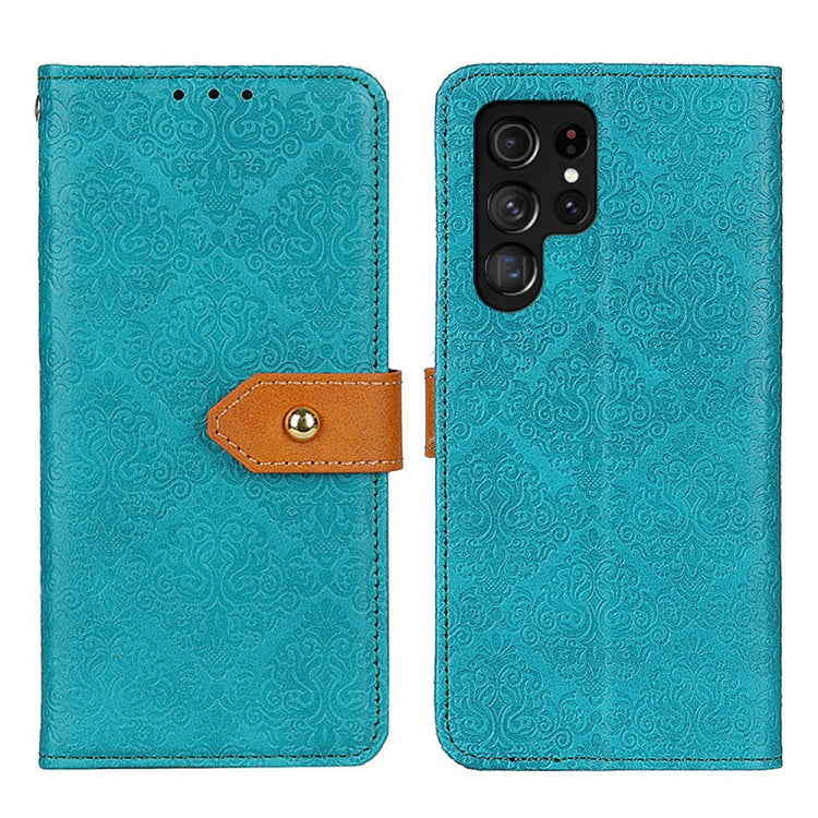 European Floral Embossed Leather Phone Case, For Samsung Galaxy S24 Ultra