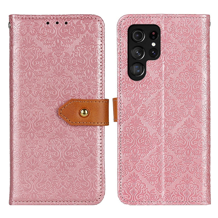 European Floral Embossed Leather Phone Case