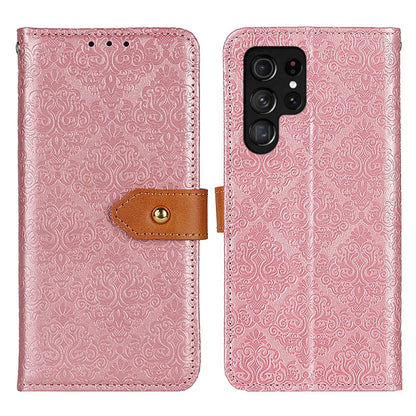 European Floral Embossed Leather Phone Case