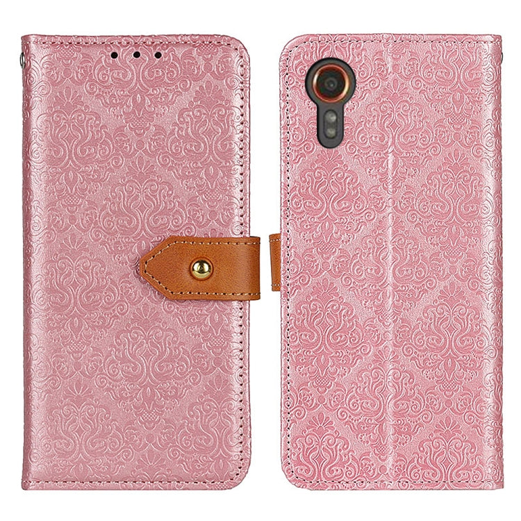 European Floral Embossed Leather Phone Case