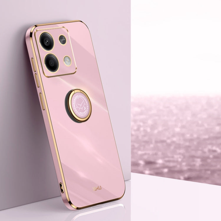 XINLI Straight Edge 6D Electroplate TPU Phone Case with Ring Holder, For Redmi 14C 4G, For Xiaomi Redmi Note 13 Pro 4G, For Xiaomi Redmi Note 13 4G