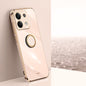 XINLI Straight Edge 6D Electroplate TPU Phone Case with Ring Holder, For Redmi 14C 4G, For Xiaomi Redmi Note 13 Pro 4G, For Xiaomi Redmi Note 13 4G