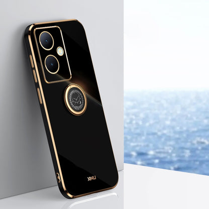 XINLI Straight Edge 6D Electroplate TPU Phone Case with Ring Holder, For vivo S17e, For vivo Y78+, For vivo iQOO Pro