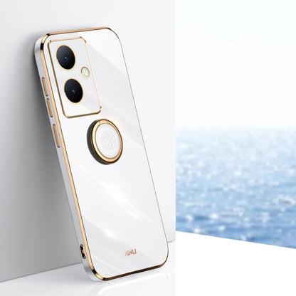 XINLI Straight Edge 6D Electroplate TPU Phone Case with Ring Holder, For vivo S17e, For vivo Y78+, For vivo iQOO Pro