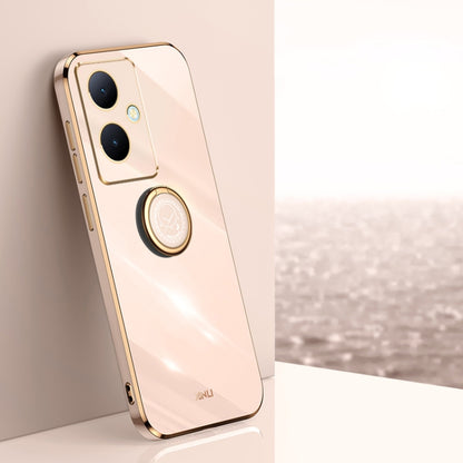 XINLI Straight Edge 6D Electroplate TPU Phone Case with Ring Holder, For vivo S17e, For vivo Y78+, For vivo iQOO Pro