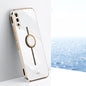 XINLI Straight Edge 6D Electroplate TPU Phone Case with Ring Holder, For vivo S17e, For vivo Y78+, For vivo iQOO Pro