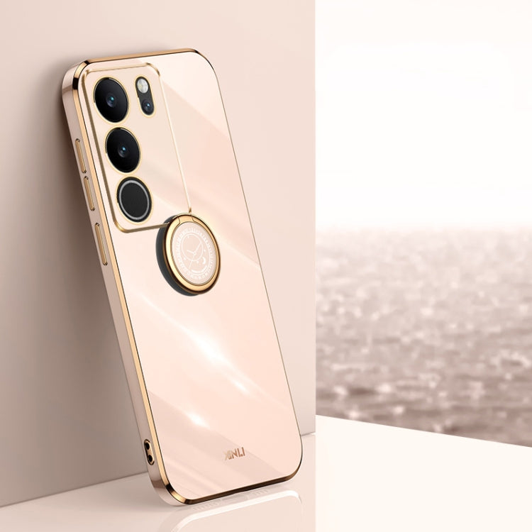 XINLI Straight Edge 6D Electroplate TPU Phone Case with Ring Holder