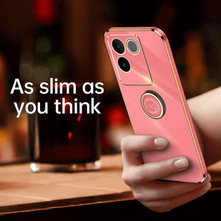 XINLI Straight Edge 6D Electroplate TPU Phone Case with Ring Holder, For vivo S17e, For vivo Y78+, For vivo iQOO Pro