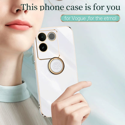XINLI Straight Edge 6D Electroplate TPU Phone Case with Ring Holder, For vivo S17e, For vivo Y78+, For vivo iQOO Pro