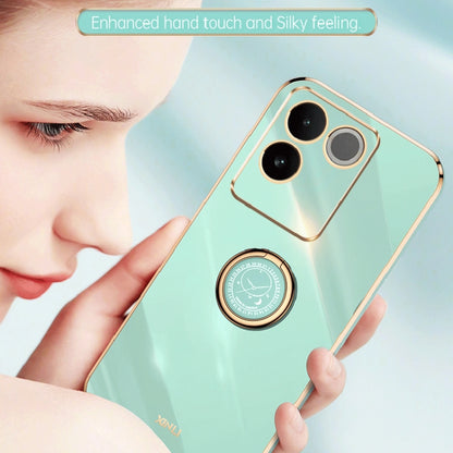 XINLI Straight Edge 6D Electroplate TPU Phone Case with Ring Holder, For vivo S17e, For vivo Y78+, For vivo iQOO Pro