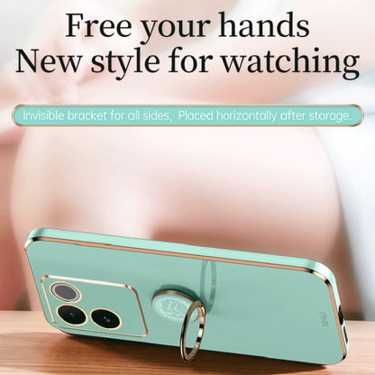 XINLI Straight Edge 6D Electroplate TPU Phone Case with Ring Holder, For vivo S17e, For vivo Y78+, For vivo iQOO Pro
