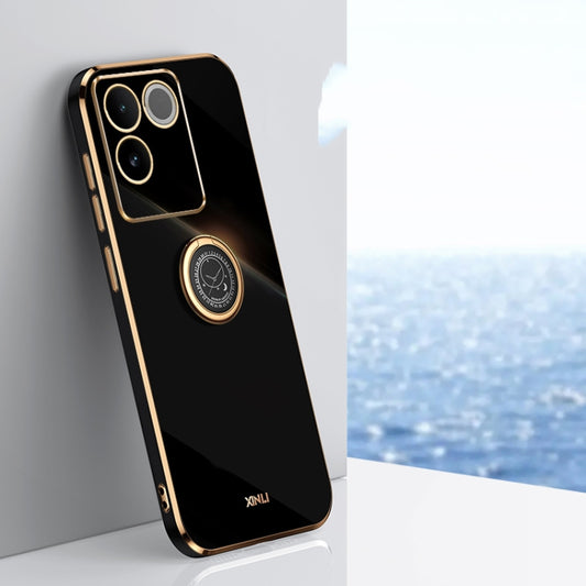 XINLI Straight Edge 6D Electroplate TPU Phone Case with Ring Holder