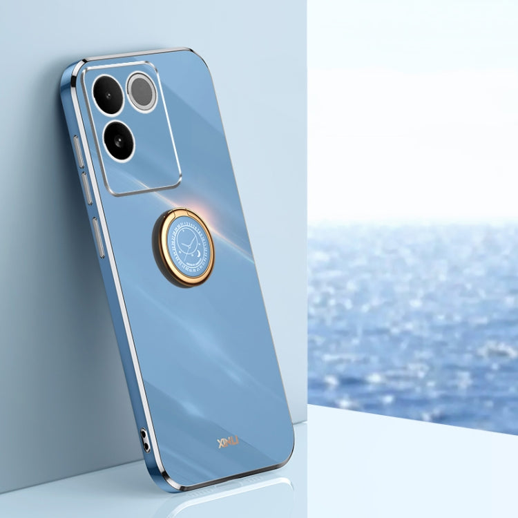 XINLI Straight Edge 6D Electroplate TPU Phone Case with Ring Holder, For vivo S17e, For vivo Y78+, For vivo iQOO Pro
