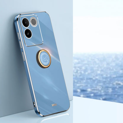 XINLI Straight Edge 6D Electroplate TPU Phone Case with Ring Holder, For vivo S17e, For vivo Y78+, For vivo iQOO Pro