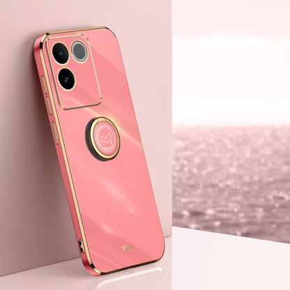 XINLI Straight Edge 6D Electroplate TPU Phone Case with Ring Holder, For vivo S17e, For vivo Y78+, For vivo iQOO Pro