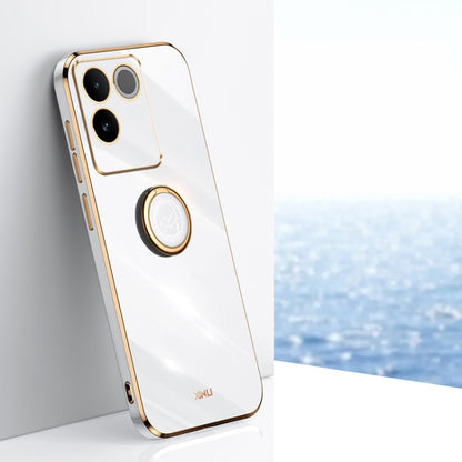 XINLI Straight Edge 6D Electroplate TPU Phone Case with Ring Holder, For vivo S17e, For vivo Y78+, For vivo iQOO Pro