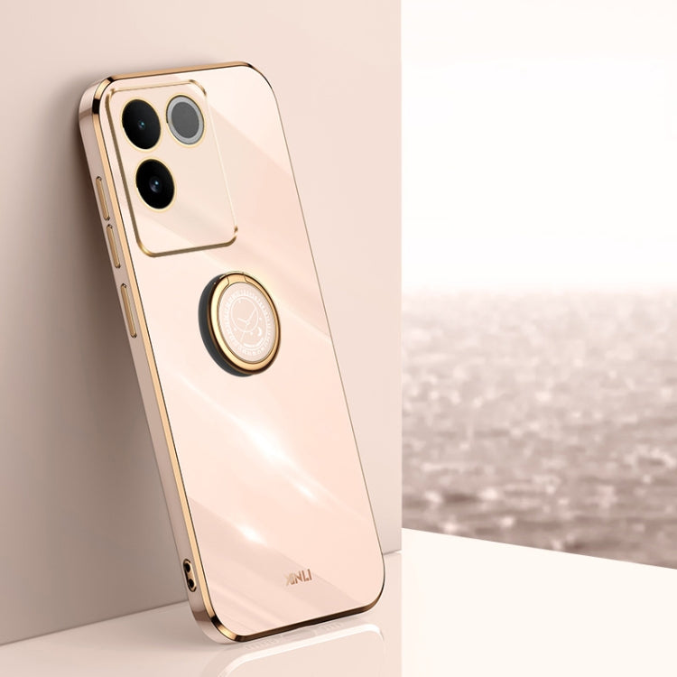 XINLI Straight Edge 6D Electroplate TPU Phone Case with Ring Holder, For vivo S17e, For vivo Y78+, For vivo iQOO Pro