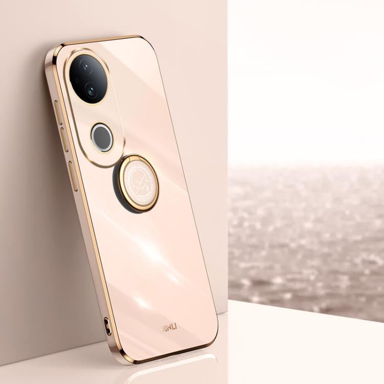 XINLI Straight Edge 6D Electroplate TPU Phone Case with Ring Holder