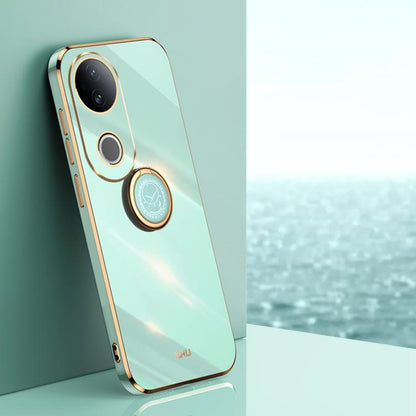 XINLI Straight Edge 6D Electroplate TPU Phone Case with Ring Holder