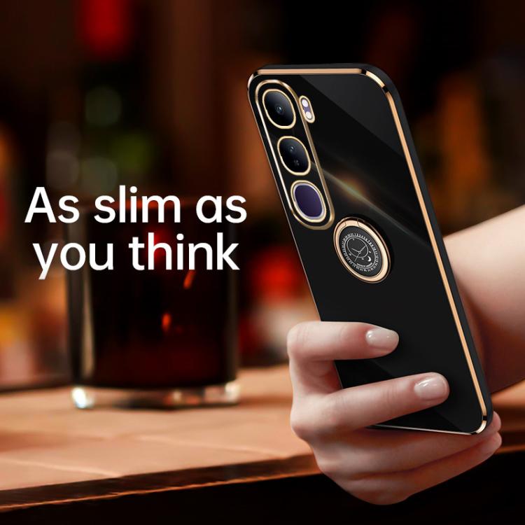 XINLI Straight Edge 6D Electroplate TPU Phone Case with Ring Holder, For vivo V40 Lite 5G, For vivo S18 Pro, For vivo S18e