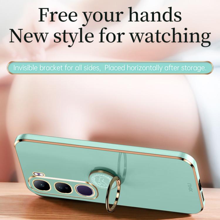XINLI Straight Edge 6D Electroplate TPU Phone Case with Ring Holder