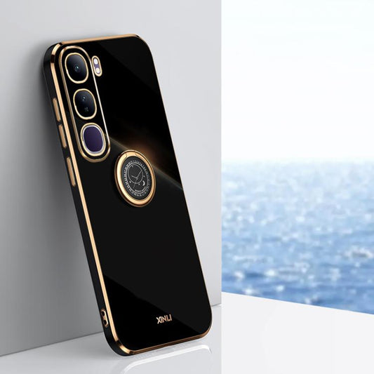 XINLI Straight Edge 6D Electroplate TPU Phone Case with Ring Holder, For vivo V40 Lite 5G, For vivo S18 Pro, For vivo S18e