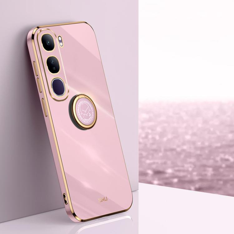 XINLI Straight Edge 6D Electroplate TPU Phone Case with Ring Holder, For vivo V40 Lite 5G, For vivo S18 Pro, For vivo S18e
