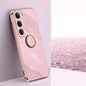 XINLI Straight Edge 6D Electroplate TPU Phone Case with Ring Holder, For vivo V40 Lite 5G, For vivo S18 Pro, For vivo S18e