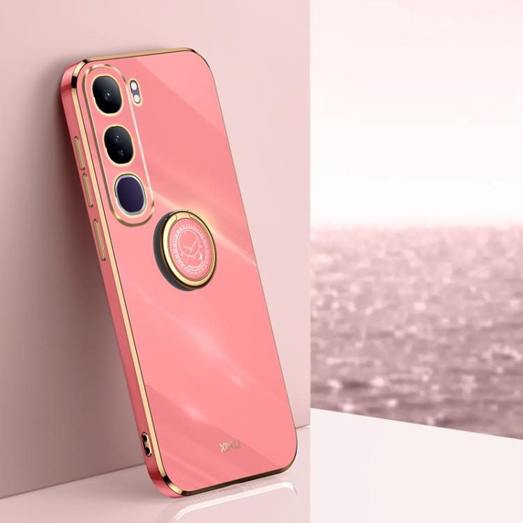 XINLI Straight Edge 6D Electroplate TPU Phone Case with Ring Holder, For vivo V40 Lite 5G, For vivo S18 Pro, For vivo S18e