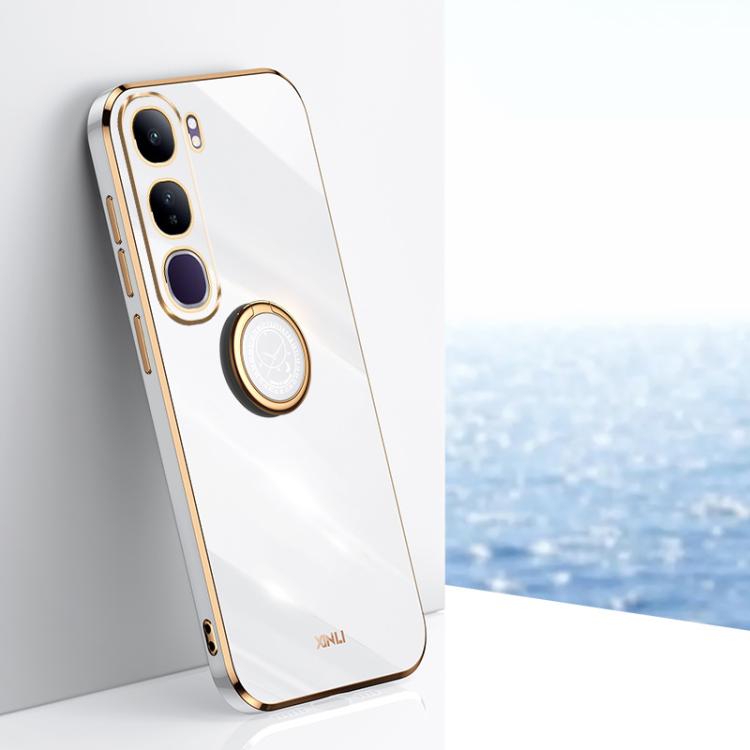 XINLI Straight Edge 6D Electroplate TPU Phone Case with Ring Holder, For vivo V40 Lite 5G, For vivo S18 Pro, For vivo S18e