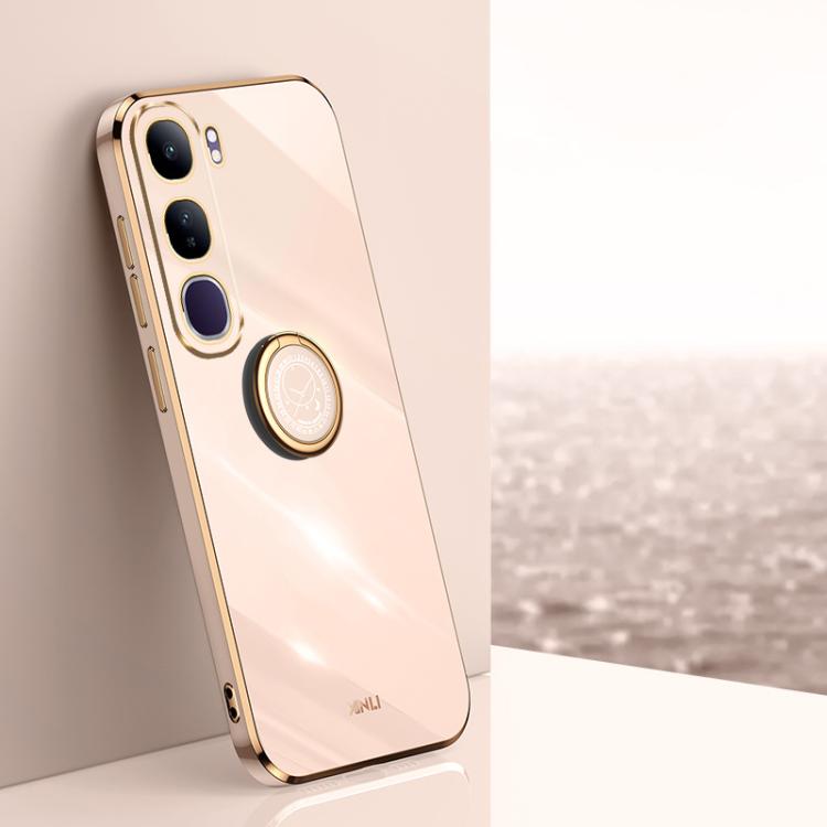 XINLI Straight Edge 6D Electroplate TPU Phone Case with Ring Holder, For vivo V40 Lite 5G, For vivo S18 Pro, For vivo S18e