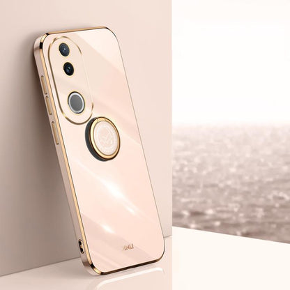 XINLI Straight Edge 6D Electroplate TPU Phone Case with Ring Holder