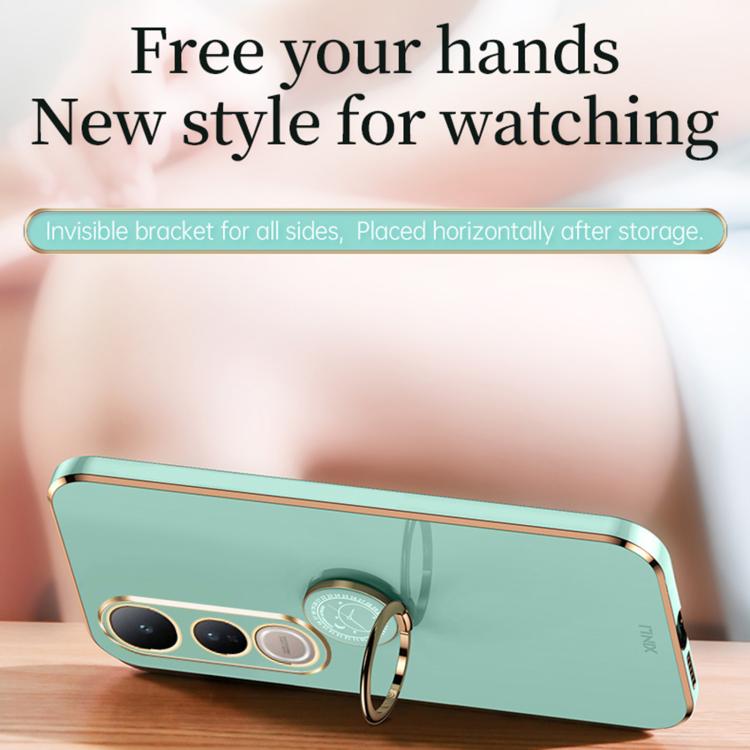 XINLI Straight Edge 6D Electroplate TPU Phone Case with Ring Holder