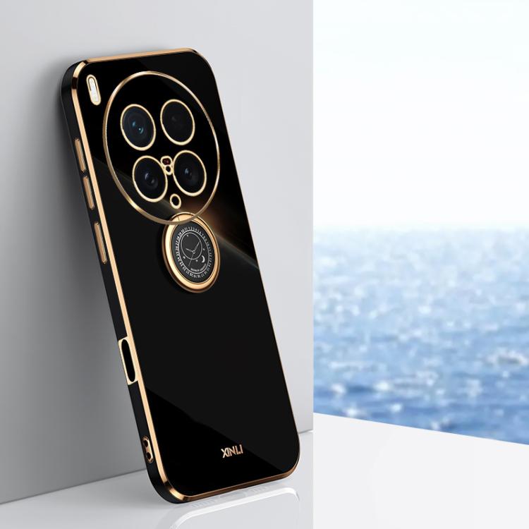 XINLI Straight Edge 6D Electroplate TPU Phone Case with Ring Holder