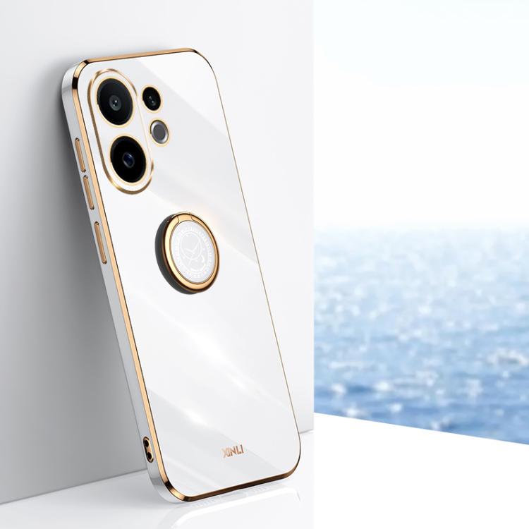 XINLI Straight Edge 6D Electroplate TPU Phone Case with Ring Holder