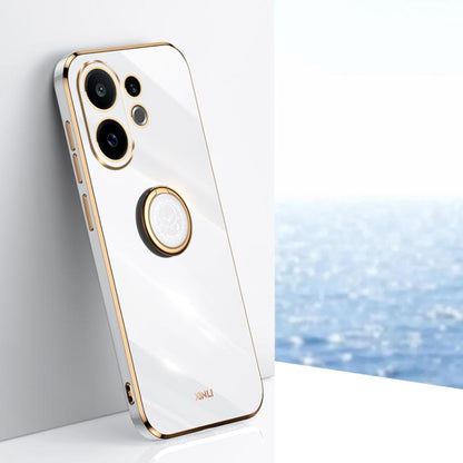 XINLI Straight Edge 6D Electroplate TPU Phone Case with Ring Holder