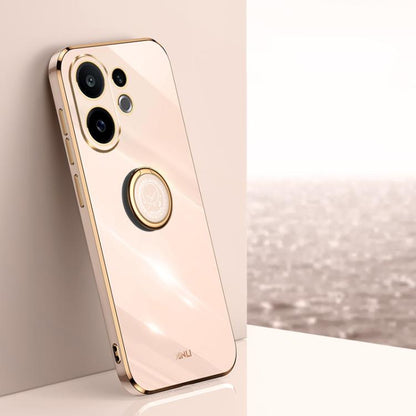 XINLI Straight Edge 6D Electroplate TPU Phone Case with Ring Holder