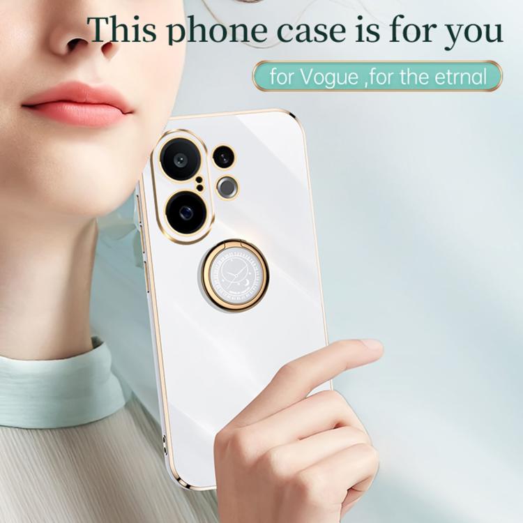 XINLI Straight Edge 6D Electroplate TPU Phone Case with Ring Holder