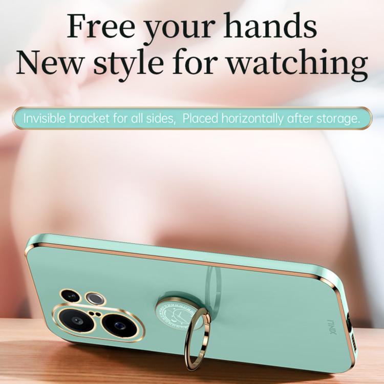 XINLI Straight Edge 6D Electroplate TPU Phone Case with Ring Holder