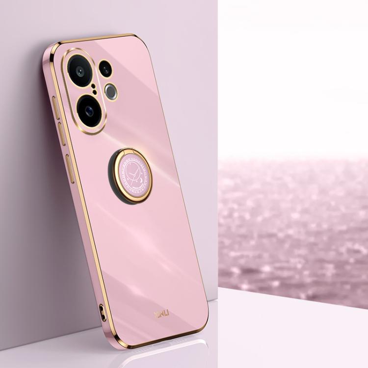 XINLI Straight Edge 6D Electroplate TPU Phone Case with Ring Holder